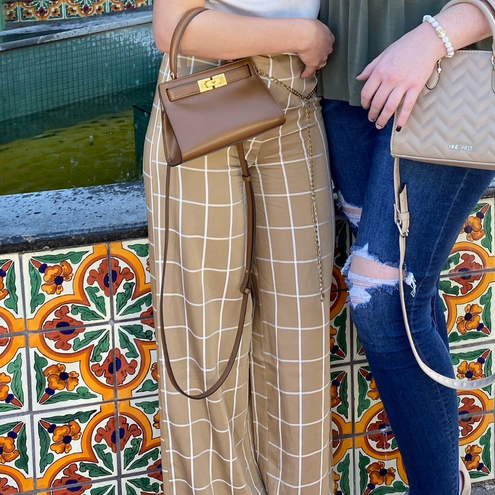 Silk checkered pants
